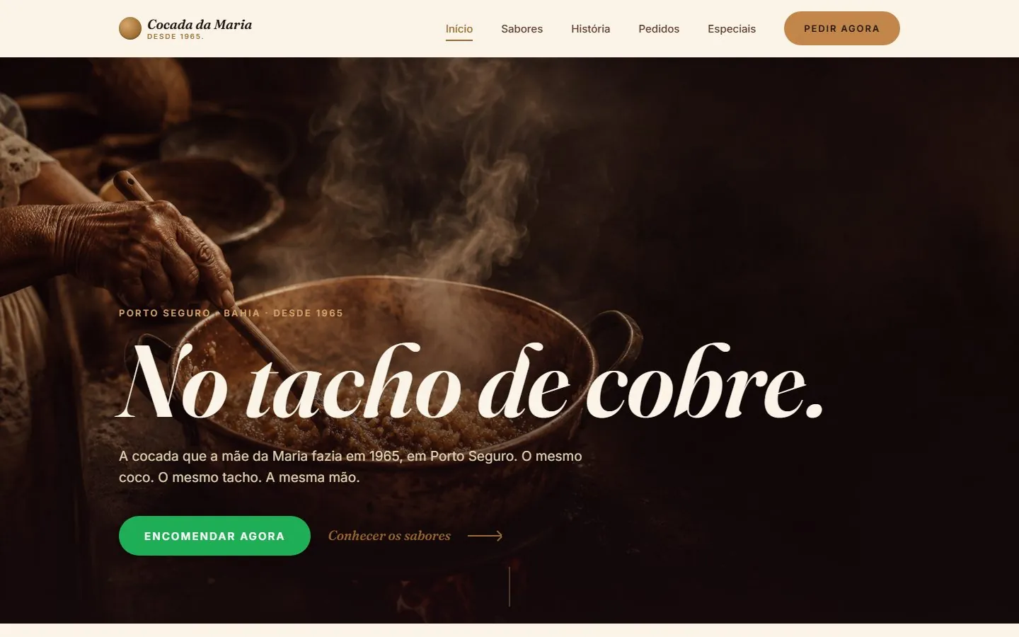 Site Cocada da Maria, feito pela Obrena