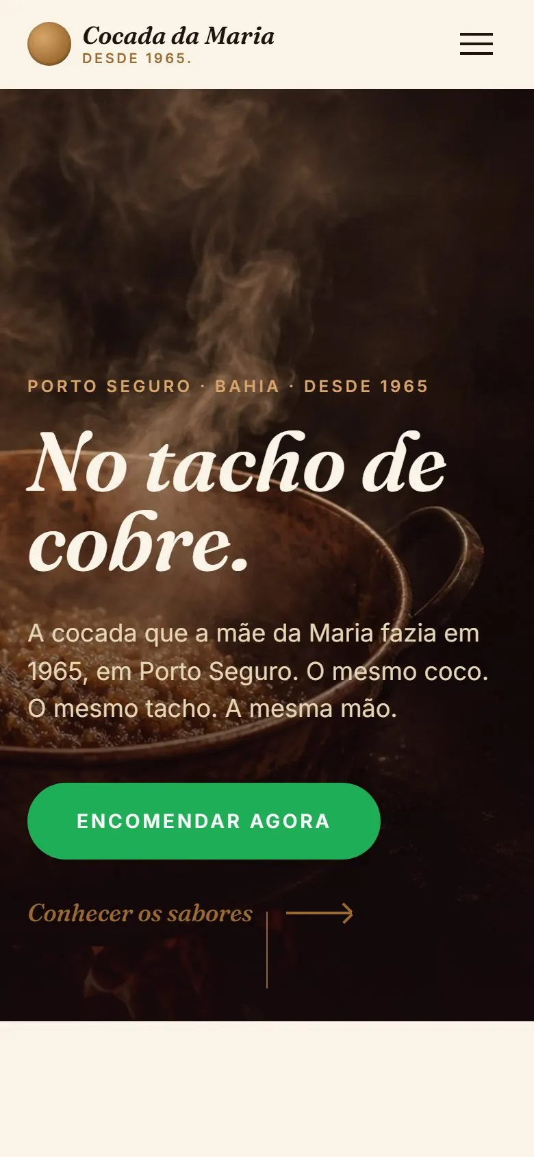 A marca aplicada no site, na tela do celular